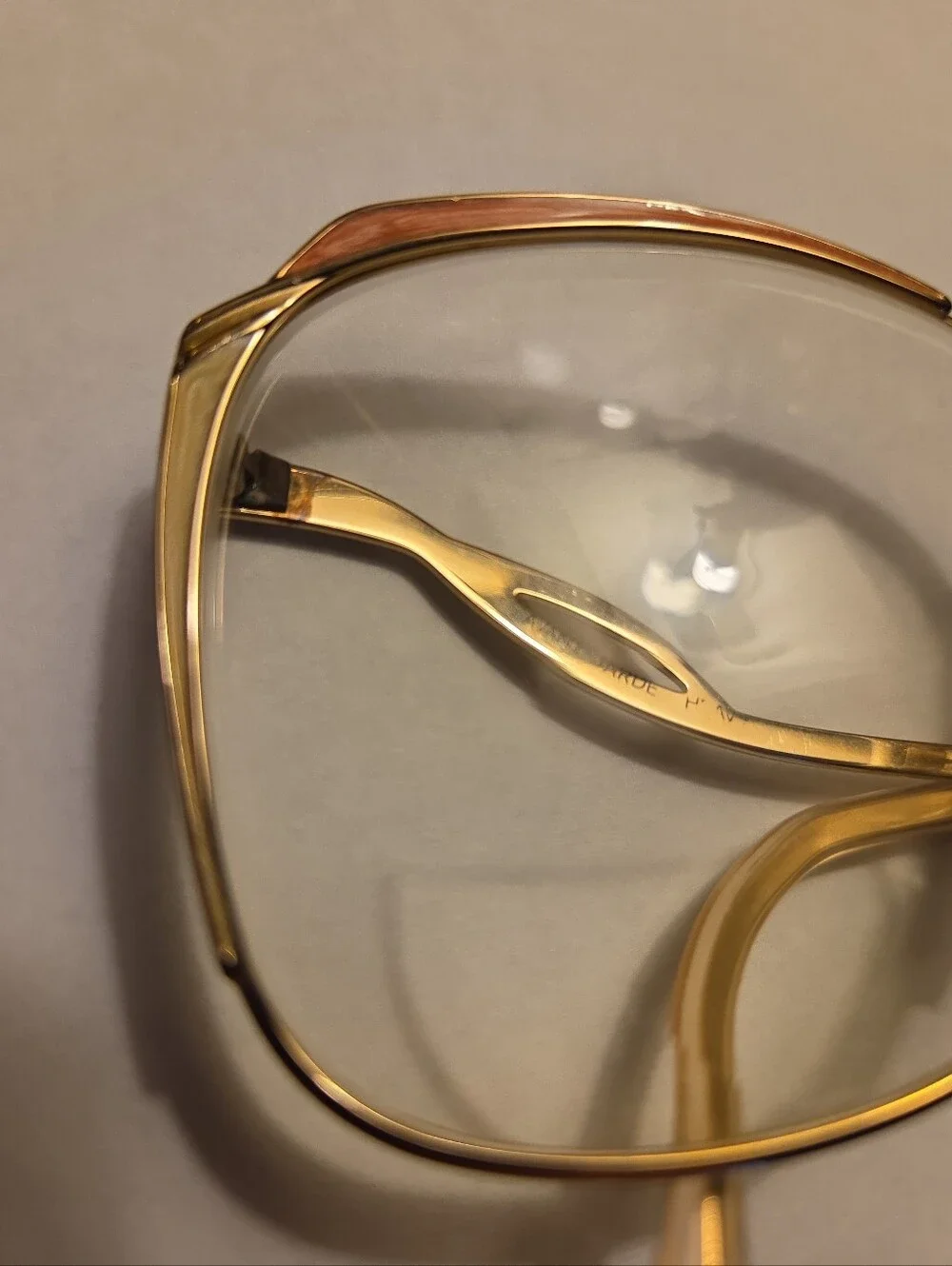 Vintage  LUXOTTICA ED  18kt Gold  bi-Focals Glasses AVANT GARDE  Dame  Pink Pear